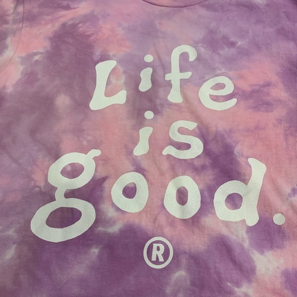 Life Is Good Women’s Tie Dye T-Shirt Size Small Pink Purple Short Sleeve Tee - Picture 3 of 6
